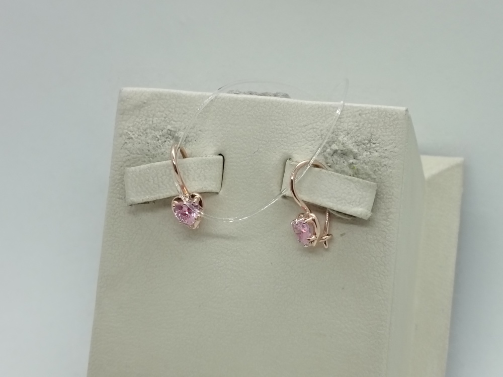 СЕРЬГИ ПЕТЕЛЬКА с камнем (Au 585)