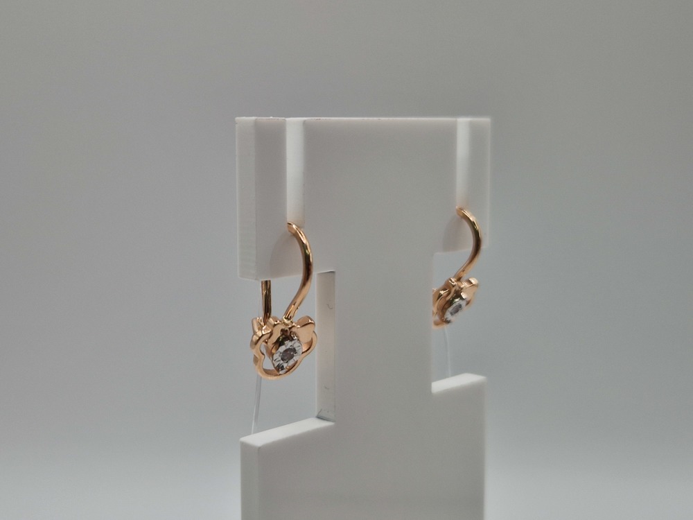 СЕРЬГИ ПЕТЕЛЬКА с камнем (Au 585)