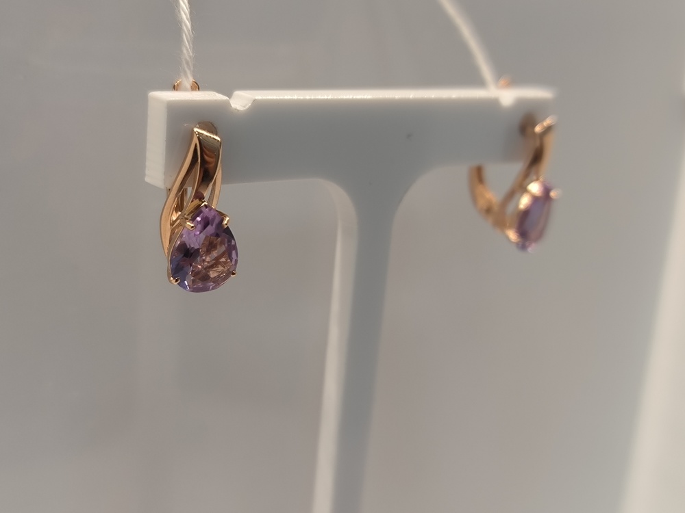 СКМ585 СЕРЬГИ С КАМНЕМ (Au 585)