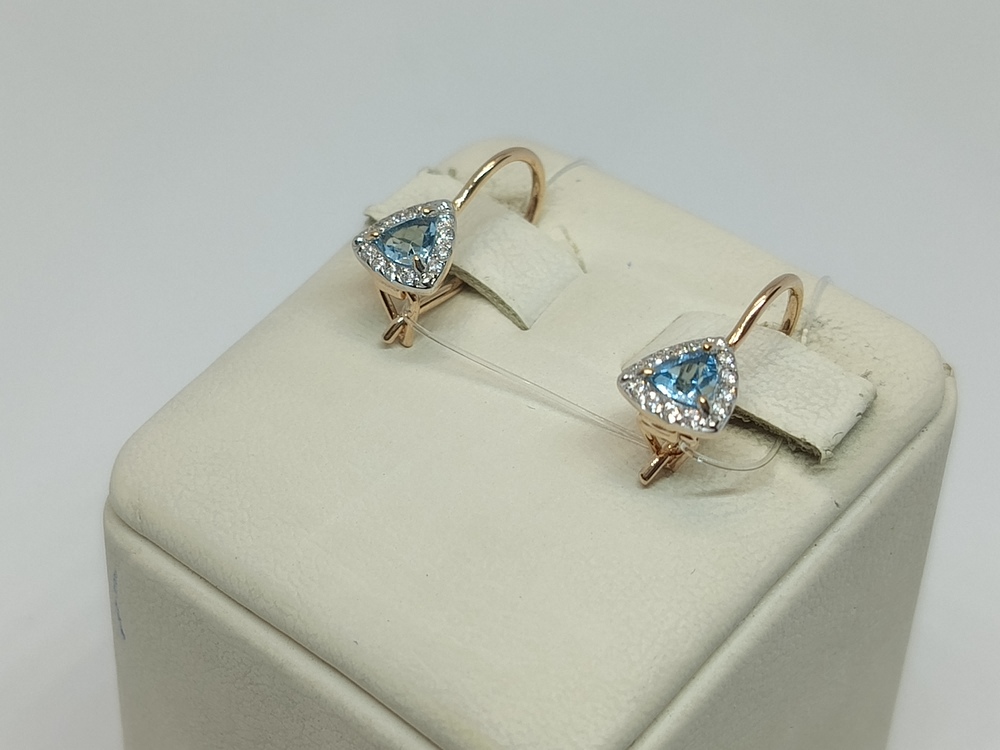 СЕРЬГИ ПЕТЕЛЬКА с камнями (Au 585)