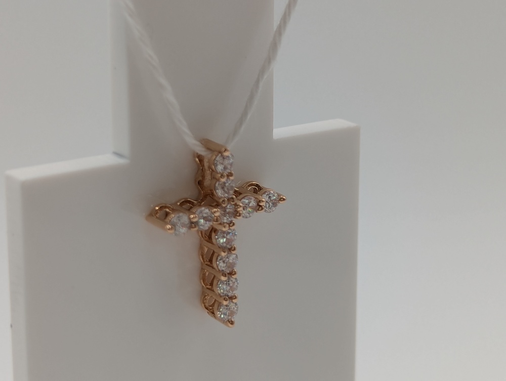 ПОДККИ585 ПОДВЕСКА КРЕСТ С КАМНЯМИ (Au 585)