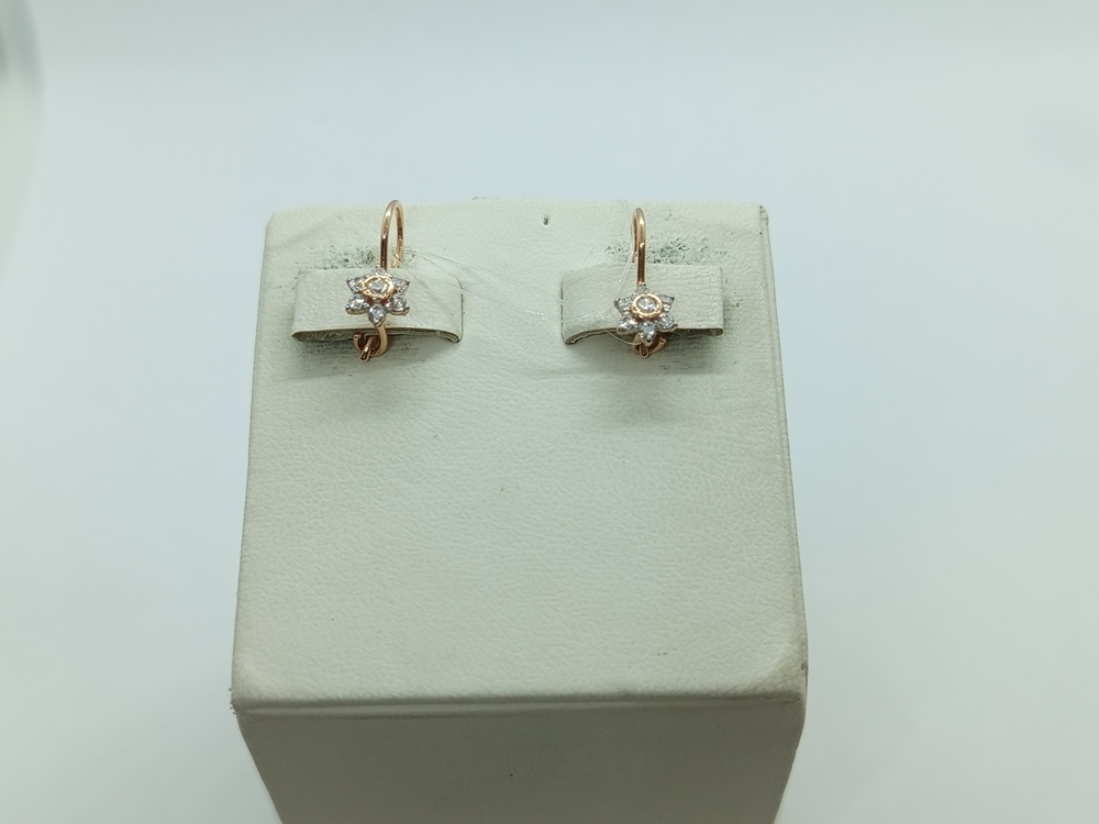 СЕРЬГИ ПЕТЕЛЬКА с камнями (Au 585)