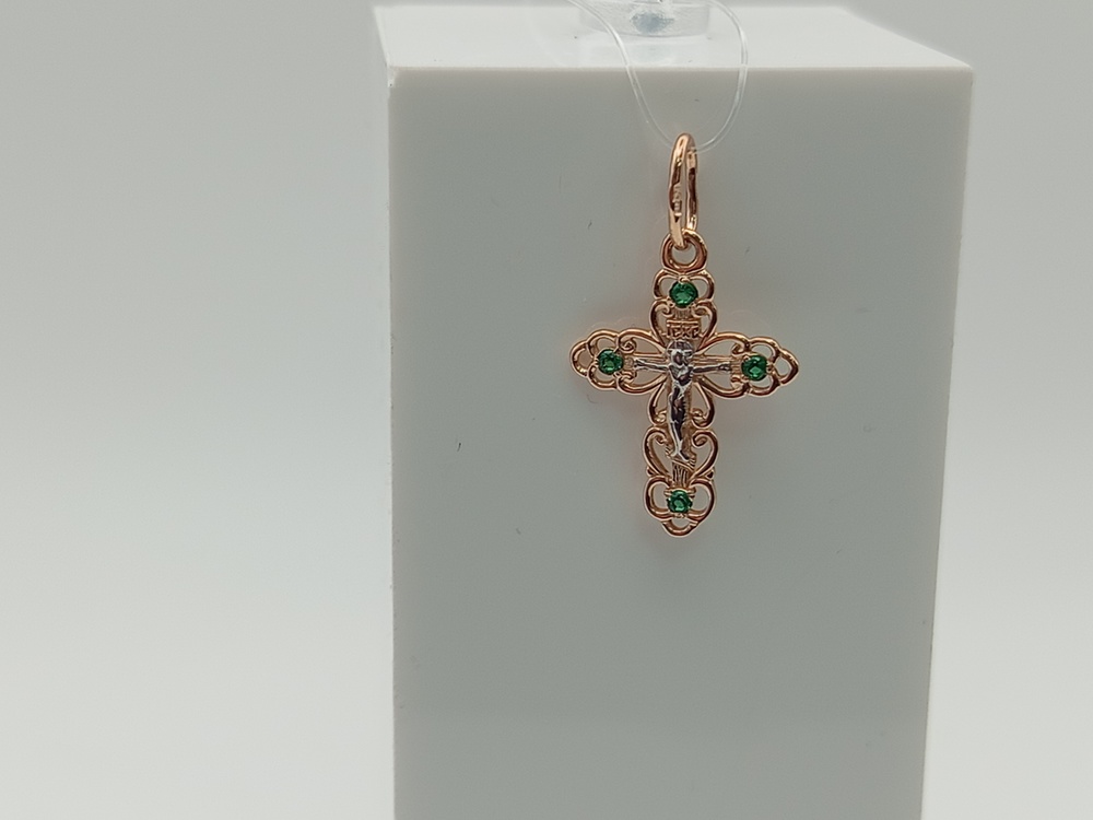 ПОДВЕСКА КРЕСТ с камнями (Au 585)