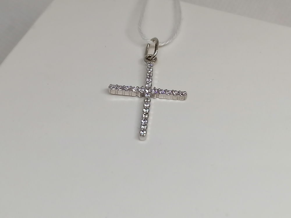 ПОДККИ585 ПОДВЕСКА КРЕСТ С КАМНЯМИ (Au 585)