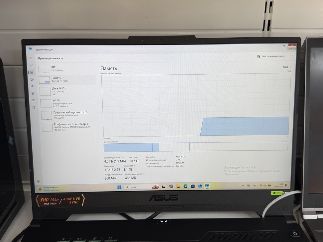 Ноутбук ASUS; Ryzen 5 7535HS, GeForce RTX 4050, 16 Гб, 512 GB, Нет