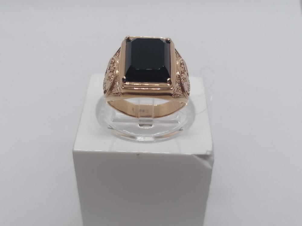 821466Аг.Ч КОЛЬЦО ПЕЧАТКА с камнем (Au 585)