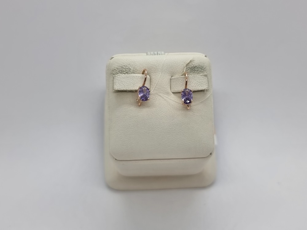 СЕРЬГИ ПЕТЕЛЬКА с камнем (Au 585)