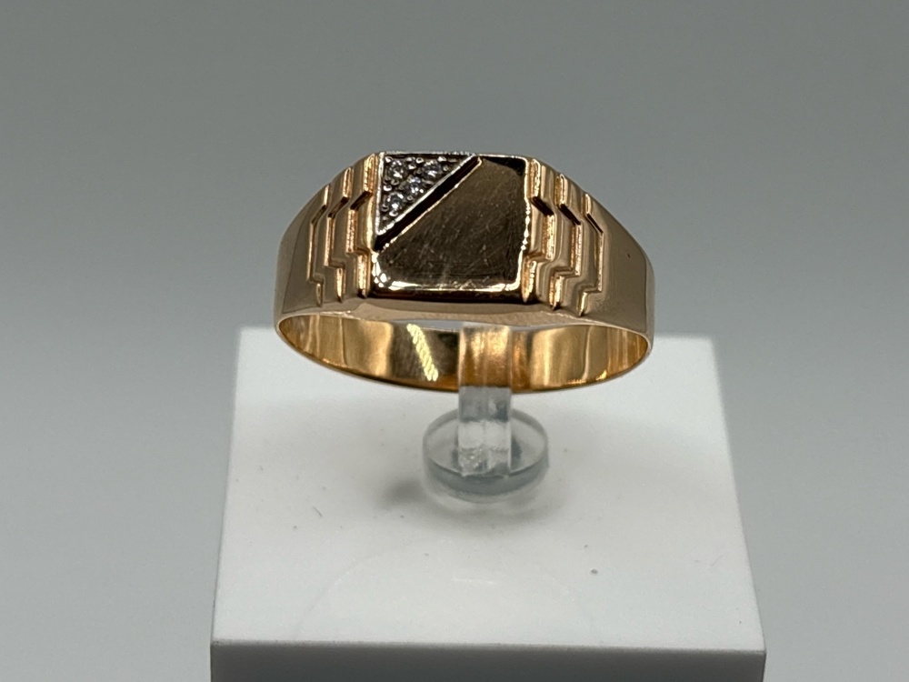 04-61-0190-00 КОЛЬЦО ПЕЧАТКА с камнями (Au 585)