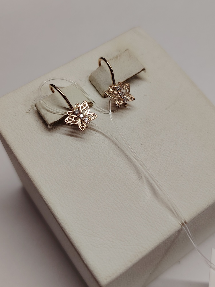 СЕРЬГИ ПЕТЕЛЬКА с камнями (Au 585)