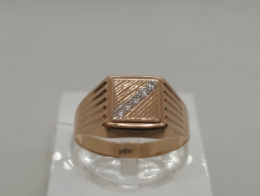 К1-7/фр КОЛЬЦО ПЕЧАТКА с камнями (Au 585)