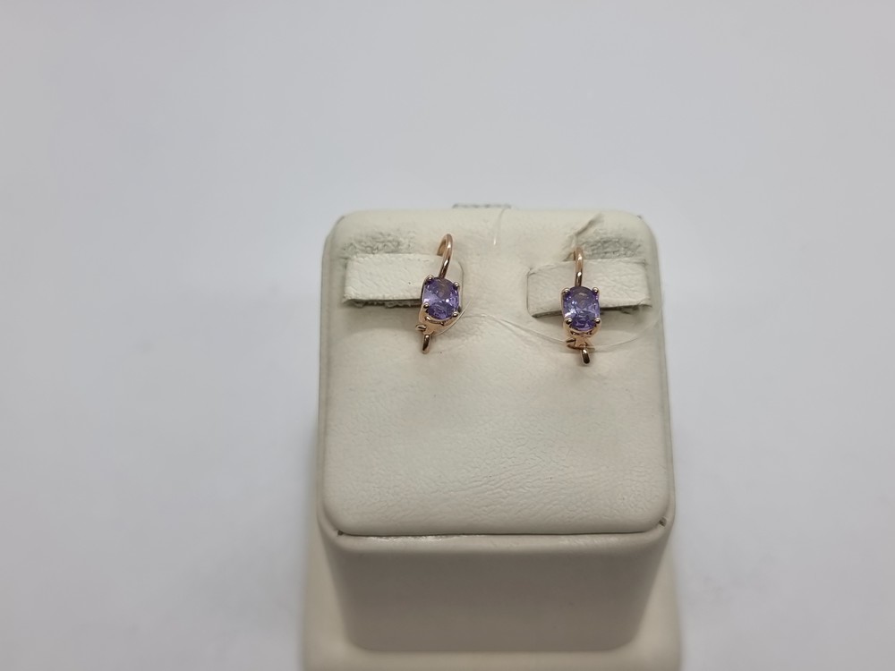 СЕРЬГИ ПЕТЕЛЬКА с камнем (Au 585)