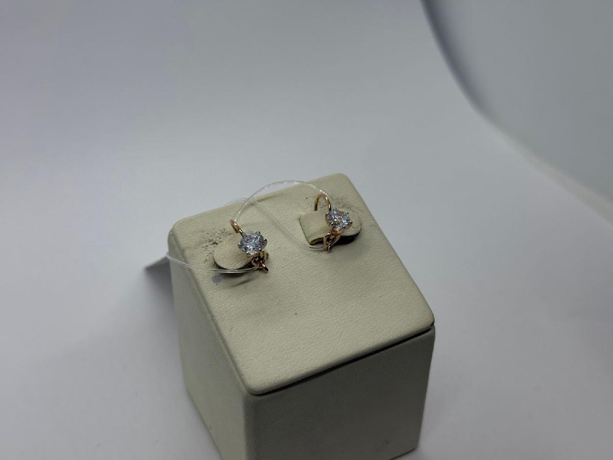 СЕРЬГИ ПЕТЕЛЬКА с камнем (Au 585)