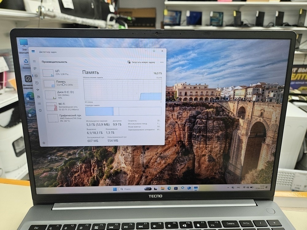 Ноутбук Tecno; Ryzen 5 5600H, Radeon Graphics, 16 Гб, 512 GB, 1 Tb