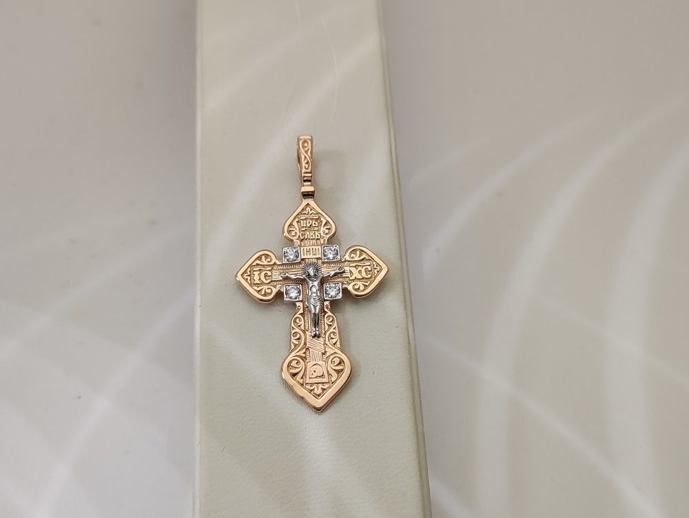 ПОДВЕСКА КРЕСТ с камнями (Au 585)