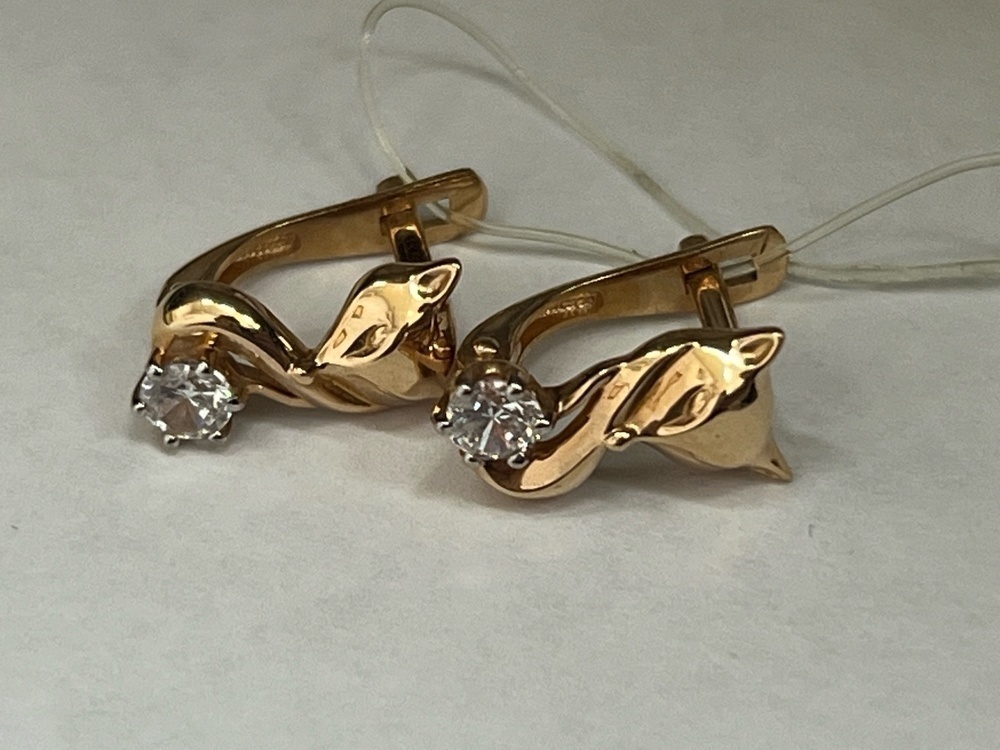 001302-1102 СЕРЬГИ С КАМНЕМ (Au 585)