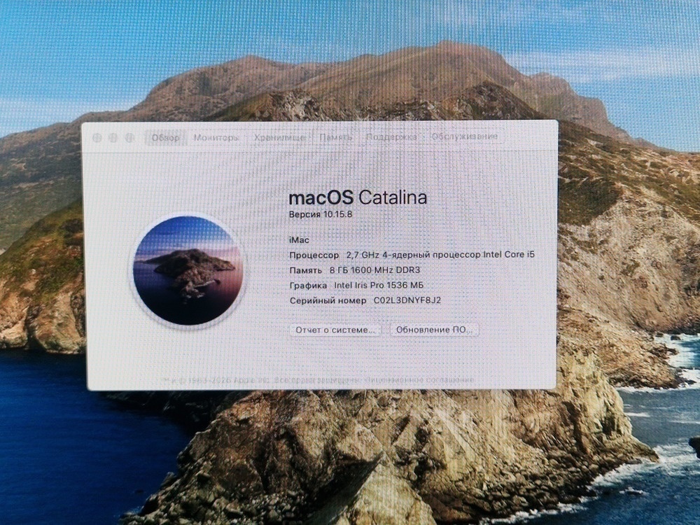 Моноблок Apple iMac 21.5 2013; Core i5, Intel Iris Pro Graphics 5200, 8 Гб, Нет, 1 Tb