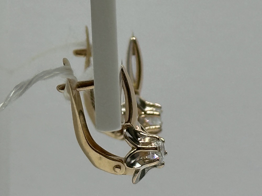 СКМ585 СЕРЬГИ С КАМНЕМ (Au 585)
