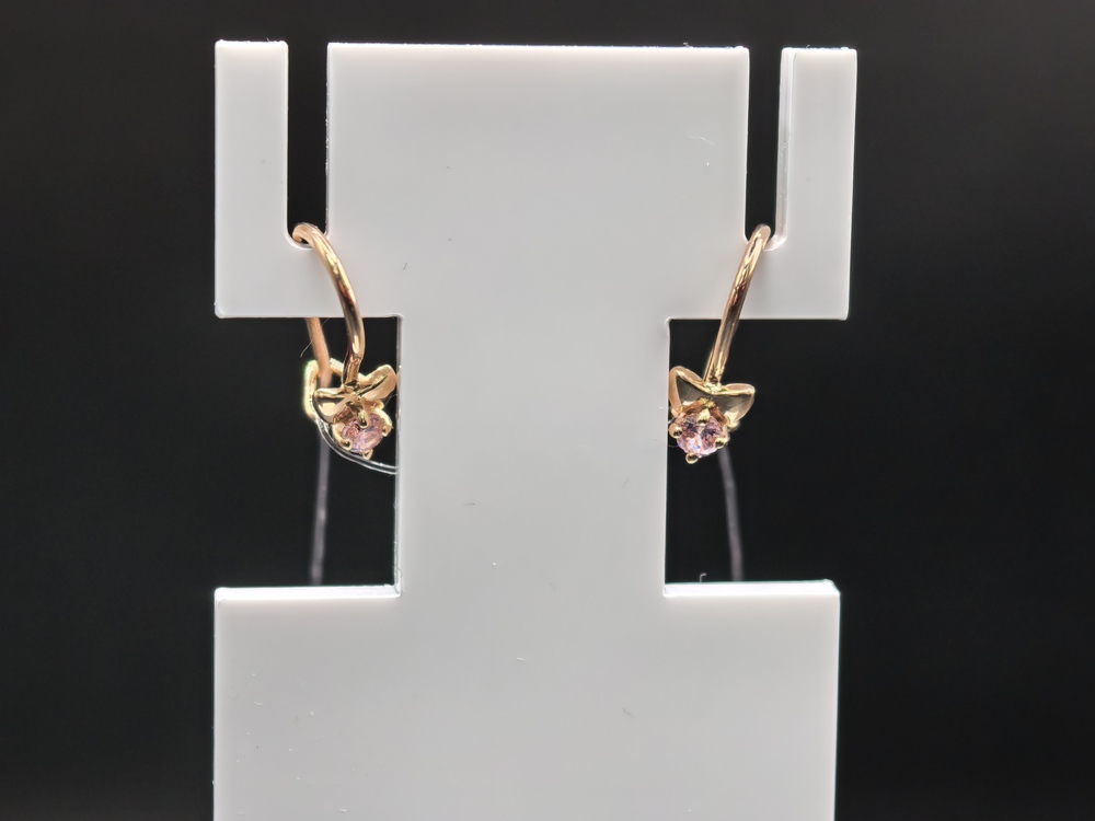 СЕРЬГИ ПЕТЕЛЬКА с камнем (Au 585)