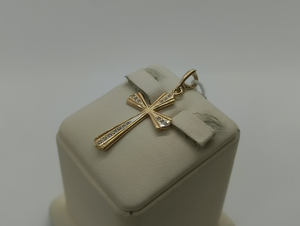 ПОДККИ585 ПОДВЕСКА КРЕСТ С КАМНЯМИ (Au 585)