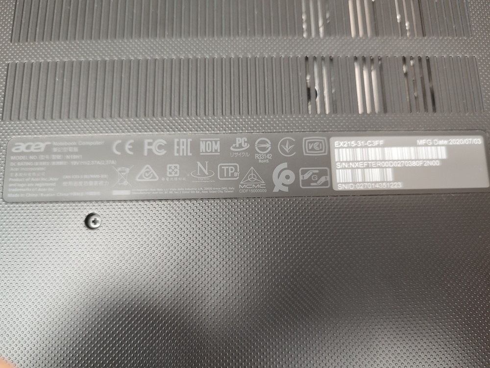 Ноутбук Acer; Celeron N4020, Intel UHD Graphics 600, 4 Гб, 128 Гб, Нет