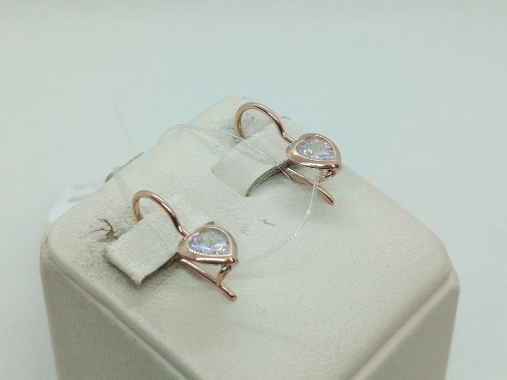 СЕРЬГИ ПЕТЕЛЬКА с камнем (Au 585)