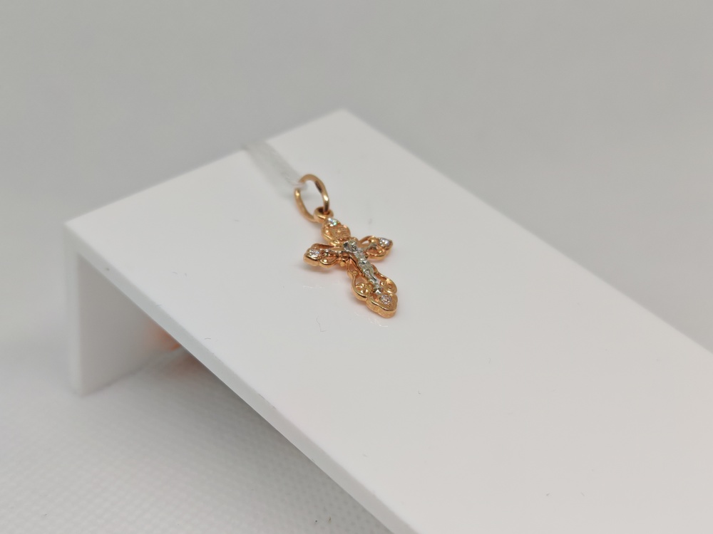 ПОДККИ585 ПОДВЕСКА КРЕСТ С КАМНЯМИ (Au 585)