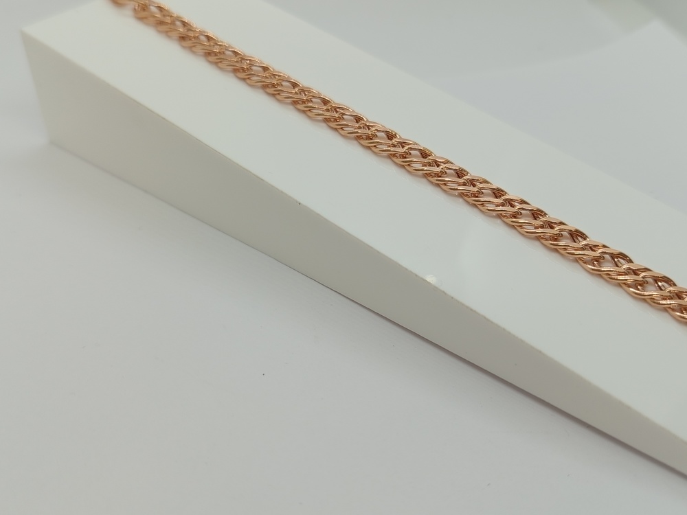 7120154П-19 БРАСЛЕТ ПУСТОТЕЛЫЙ Ромб двойной (Au 585)