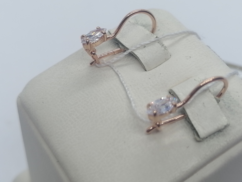 СЕРЬГИ ПЕТЕЛЬКА с камнем (Au 585)