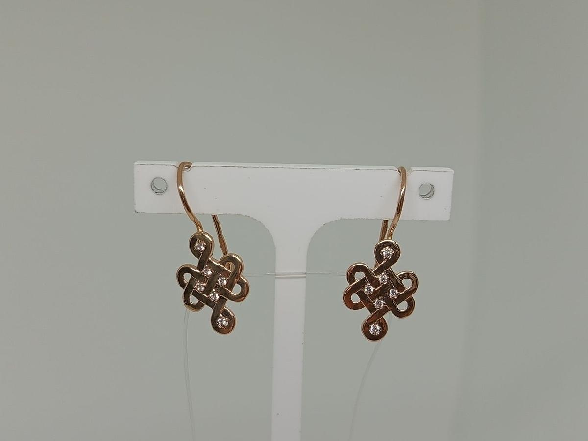 СЕРЬГИ ПЕТЕЛЬКА с камнями (Au 585)