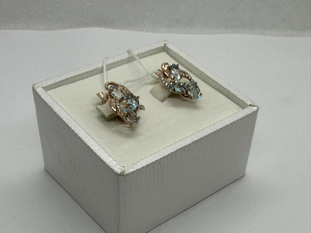 СКМИ375 СЕРЬГИ С КАМНЯМИ (Au 375)