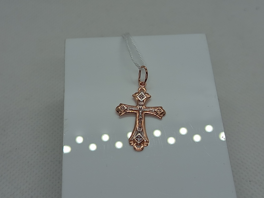 ПОДККИ585 ПОДВЕСКА КРЕСТ С КАМНЯМИ (Au 585)