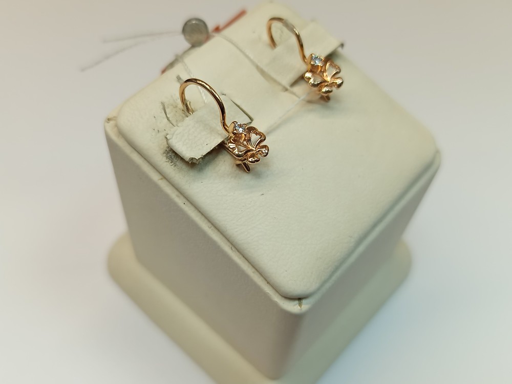 СКМ585 СЕРЬГИ С КАМНЕМ (Au 585)