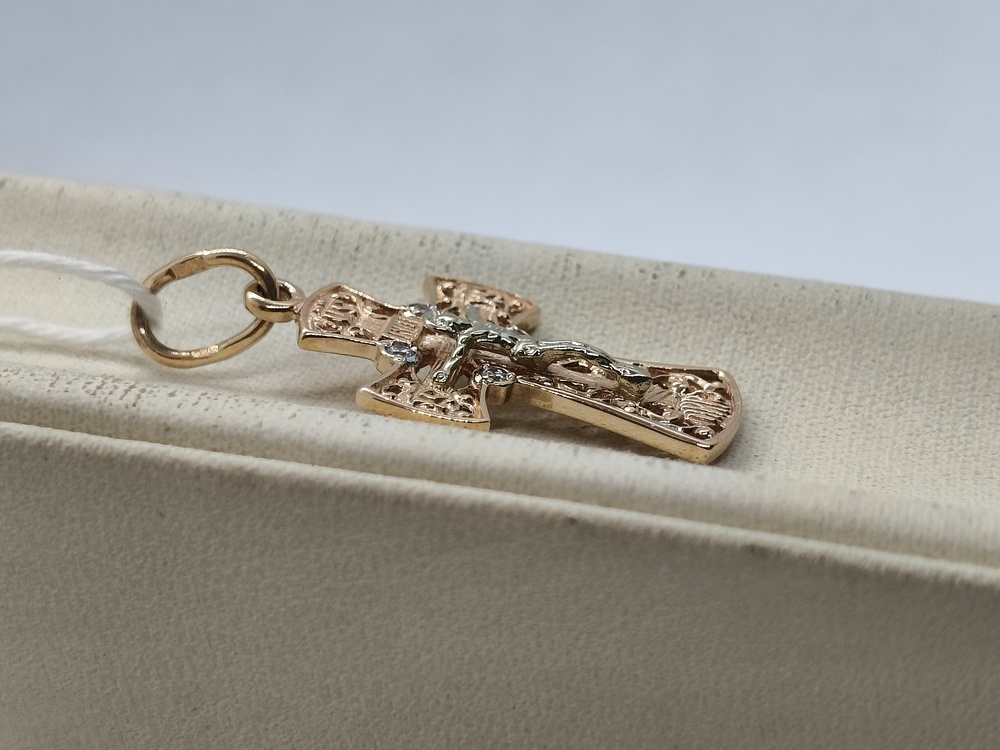 ПОДВЕСКА КРЕСТ С КАМНЯМИ (Au 585)