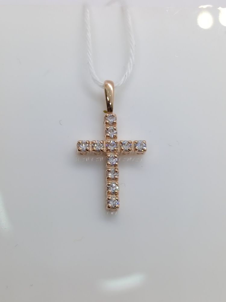 ПОДККИ585 ПОДВЕСКА КРЕСТ С КАМНЯМИ (Au 585)
