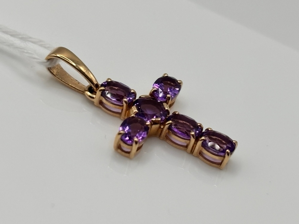 ПОДККИ585 ПОДВЕСКА КРЕСТ С КАМНЯМИ (Au 585)