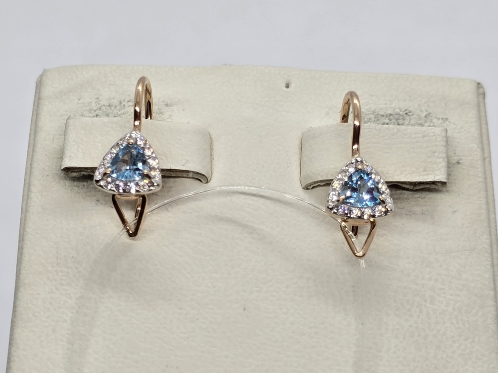 СЕРЬГИ ПЕТЕЛЬКА с камнями (Au 585)