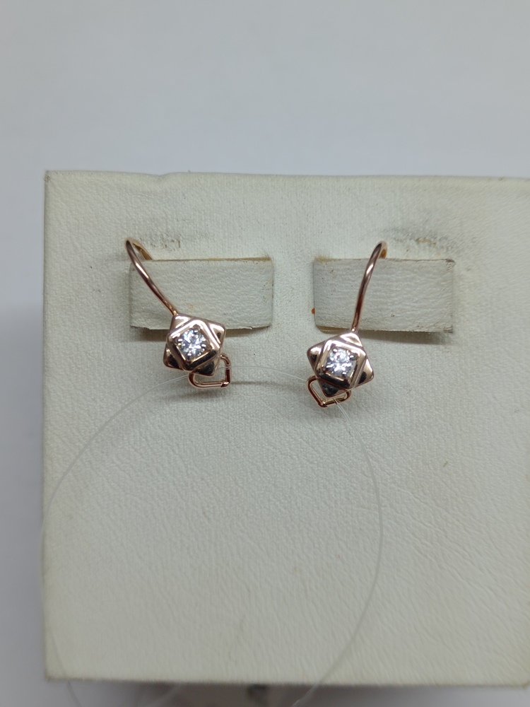 СЕРЬГИ ПЕТЕЛЬКА с камнем (Au 585)