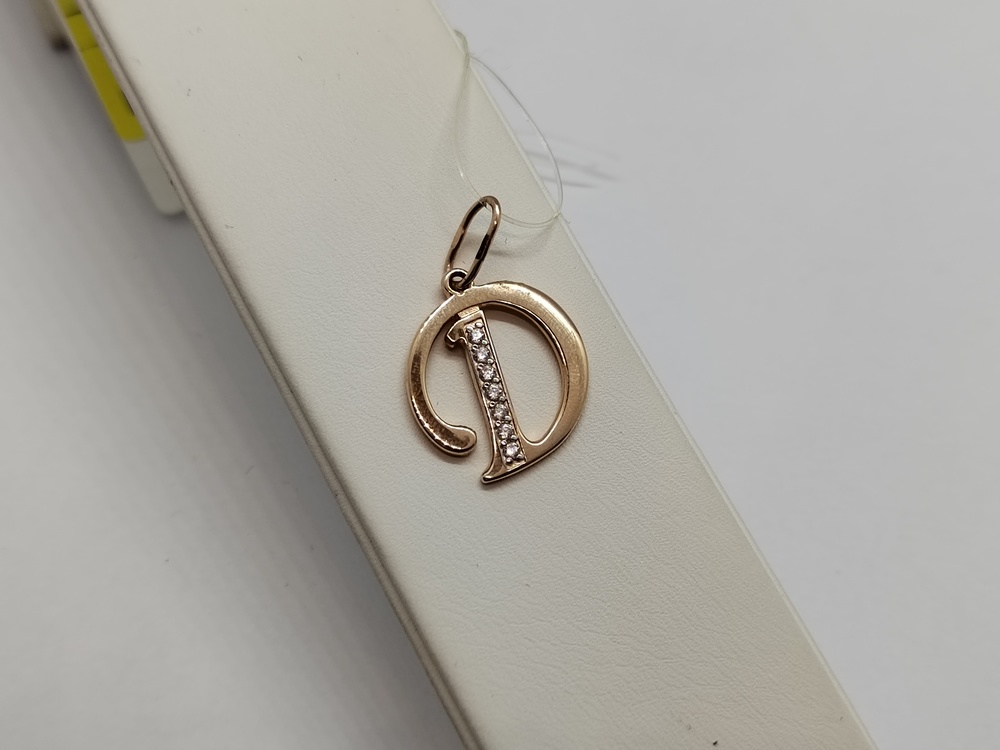 ПОДВЕСКА БУКВА Д с камнями (Au 585)