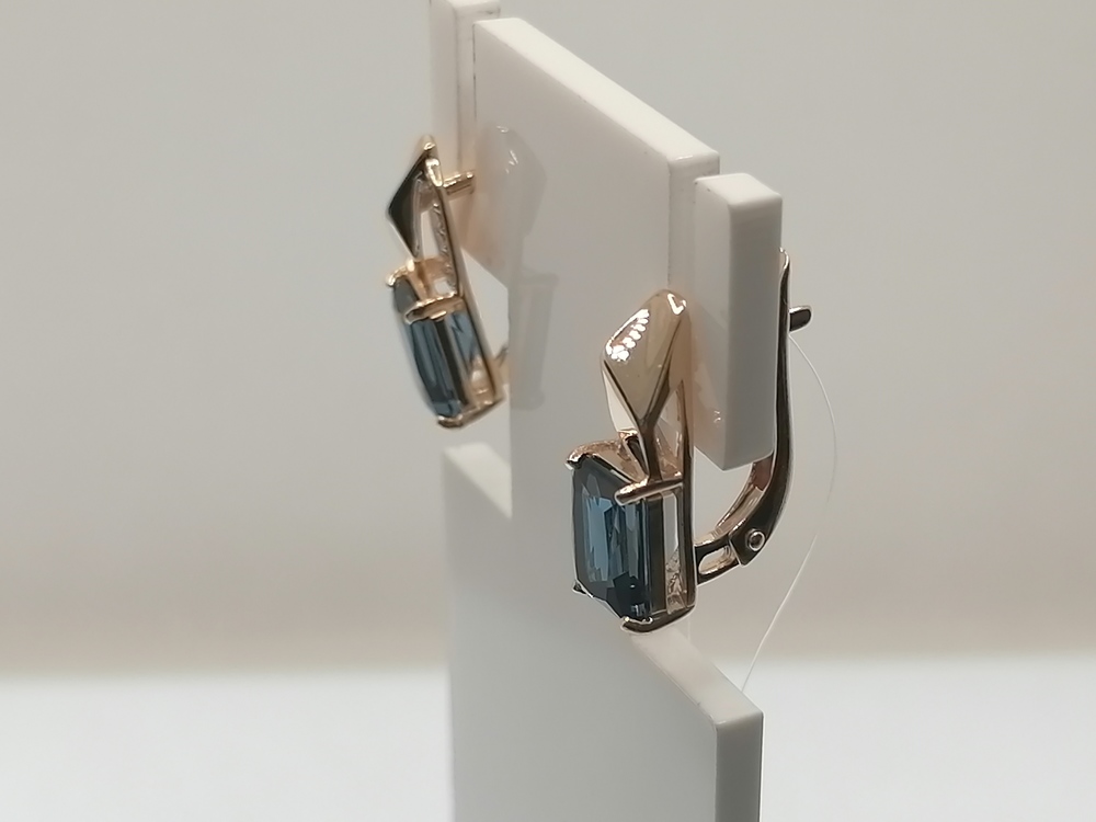 СЕРЬГИ ЛОНДОН-ТОПАЗ с камнями (Au 585)