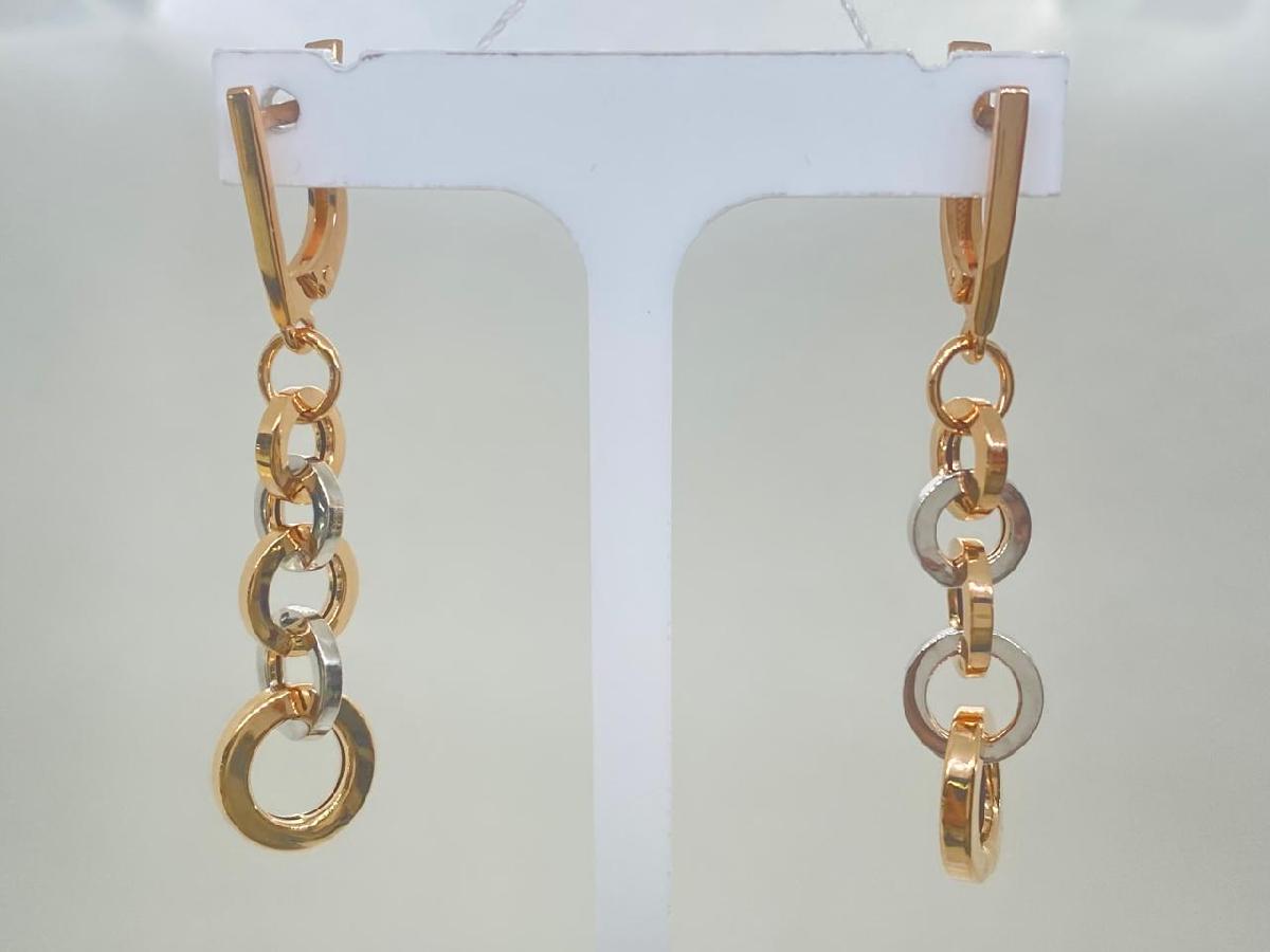 Т-925-2 СЕРЬГИ БЕЗ КАМНЯ (Au 585)