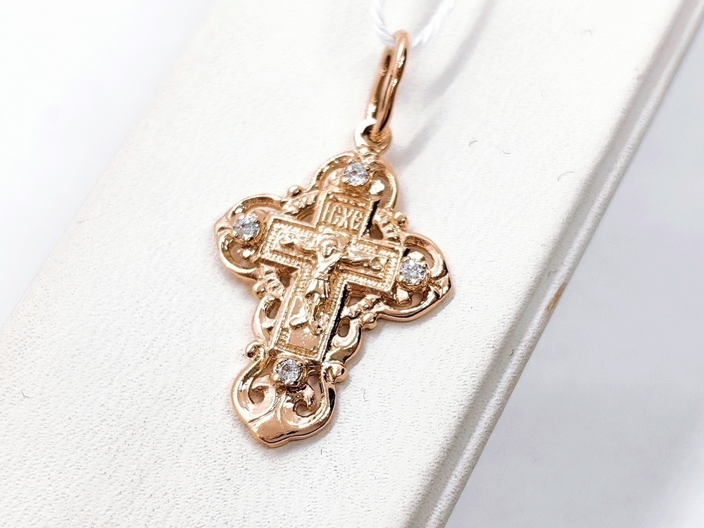 ПОДККИ585 ПОДВЕСКА КРЕСТ С КАМНЯМИ (Au 585)