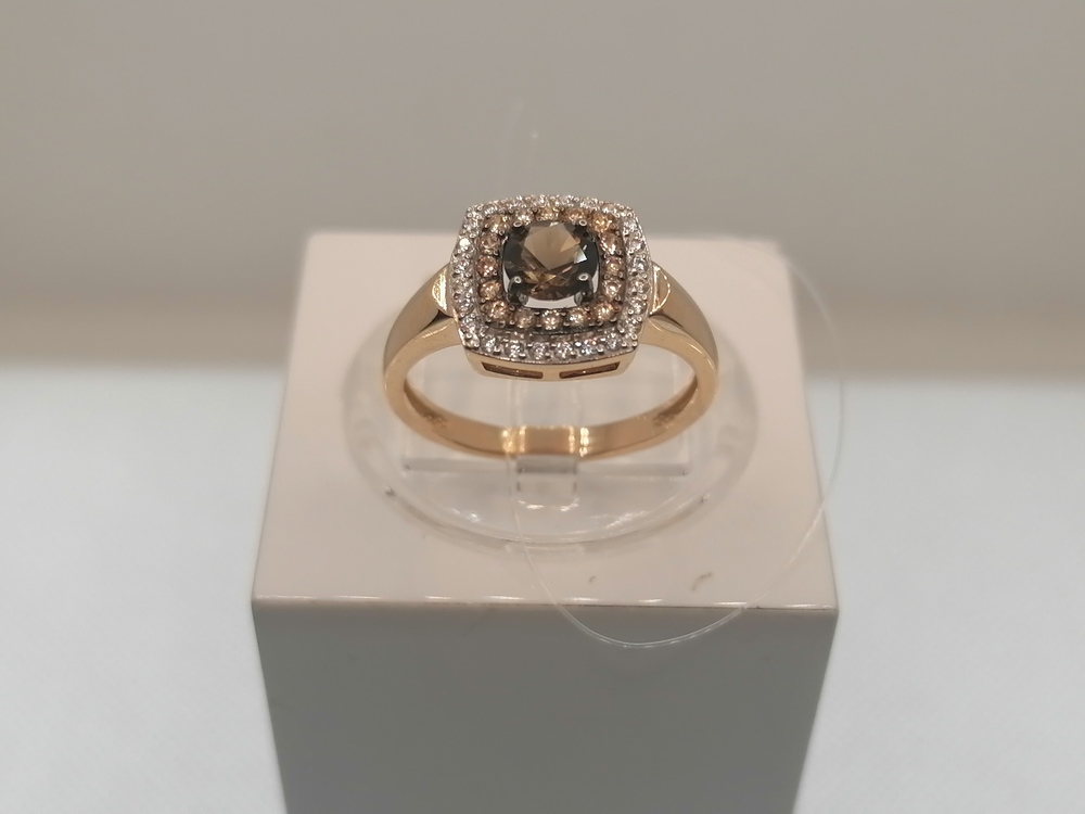 КОЛЬЦО РАУХ-ТОПАЗ с камнями (Au 585)