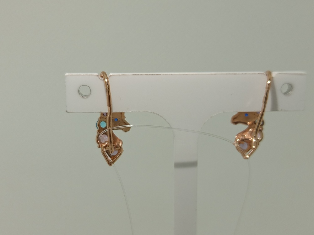 СЕРЬГИ ПЕТЕЛЬКА с камнями (Au 585)