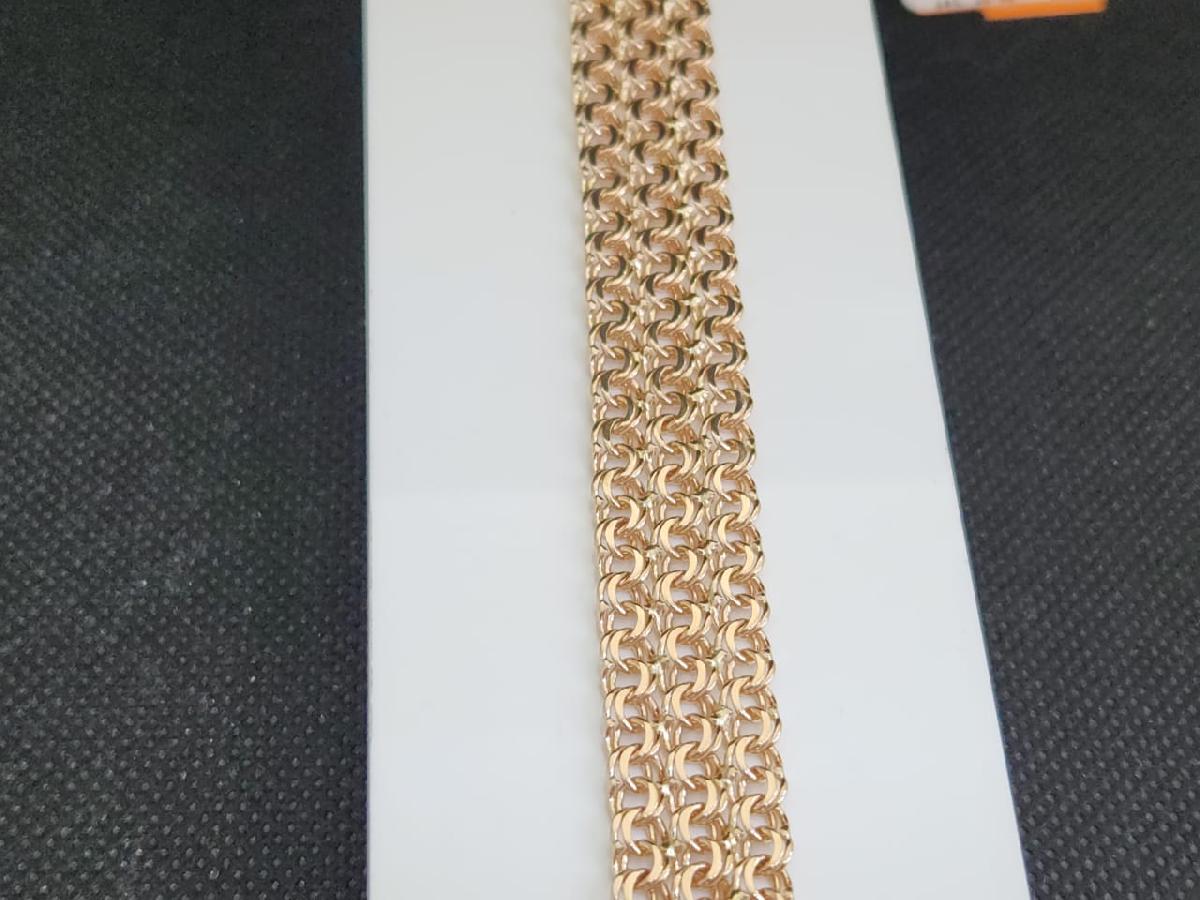 БЛБ3585 БРАСЛЕТ ПОЛНОВЕСНЫЙ Бисмарк тройной (Au 585)