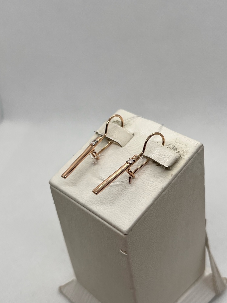 СЕРЬГИ ПЕТЕЛЬКА с камнем (Au 585)