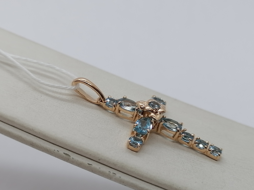 ПОДВЕСКА КРЕСТ С КАМНЯМИ (Au 585)