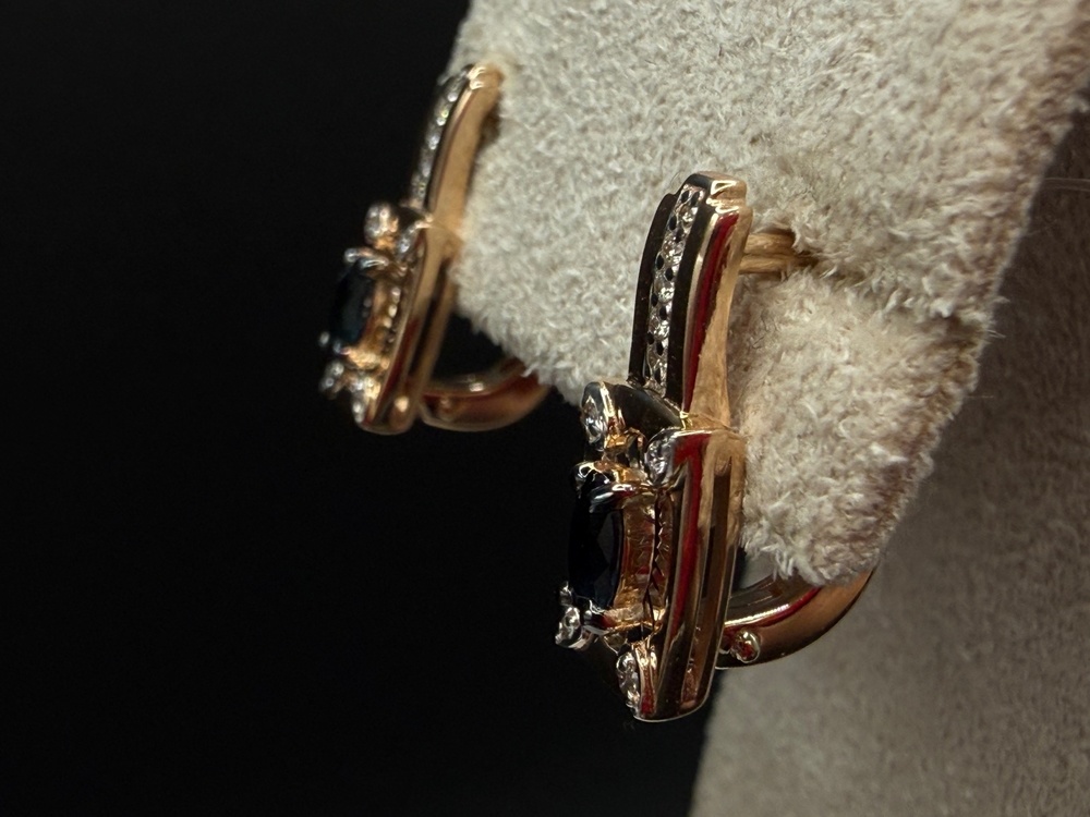 СЕРЬГИ Бриллиант, сапфир (Au 585)