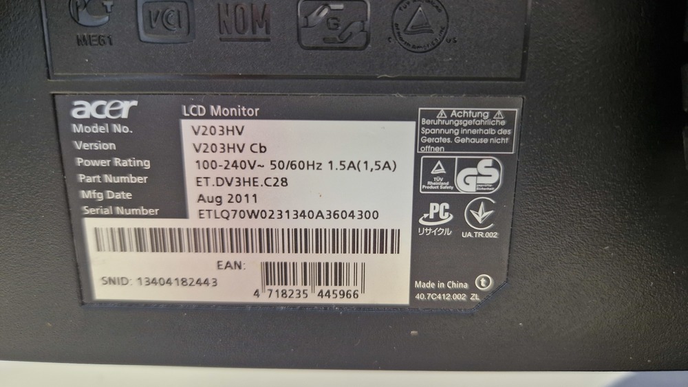 Монитор Acer V203HV