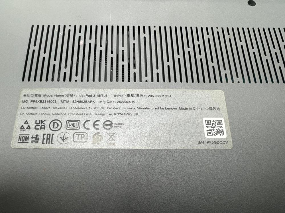 Ноутбук Lenovo IdeaPad 3 15ITL6; I3-1115G4, HD Graphics, 8 Гб, 256 Гб, Нет