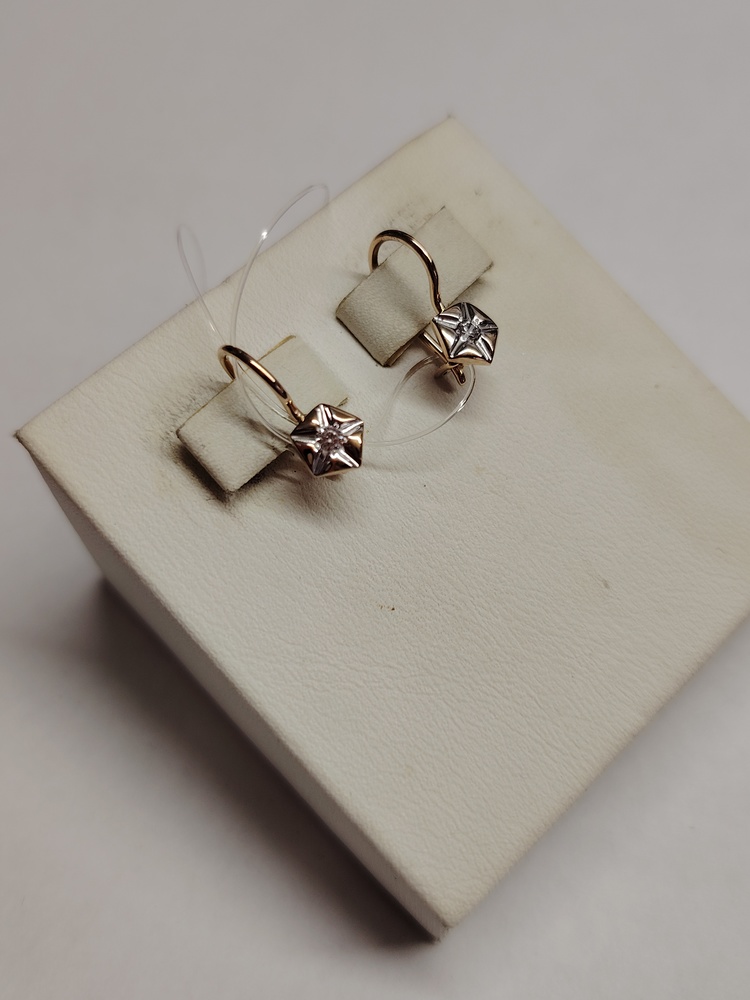 СЕРЬГИ ПЕТЕЛЬКА с камнем (Au 585)